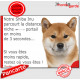 Shiba Inu fauve rouge avec urajiro, plaque humour "parcourt Distance Niche - Portail moins 3 secondes" attention au chien photo