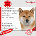 Shiba Inu fauve, plaque humour "distance Niche-Portail 2 secondes" 2 tailles D