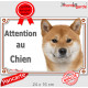 Shiba Inu fauve Tête, plaque portail extérieur "Attention au Chien" pancarte panneau orange marron photo