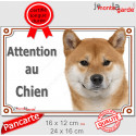 Shiba Inu fauve, plaque portail extérieur "Attention au Chien" 2 tailles LUX D