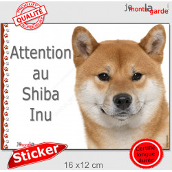 Shiba Inu, autocollant "Attention au Chien" 16 cm
