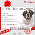 Saint-Bernard, plaque portail humour "Attention au Chien, Jetez Vous au Sol, courage" 24 cm JET
