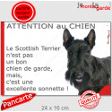 Plaque portail humour "Attention au Chien, le Scottish est une sonnette" 24 cm RNG