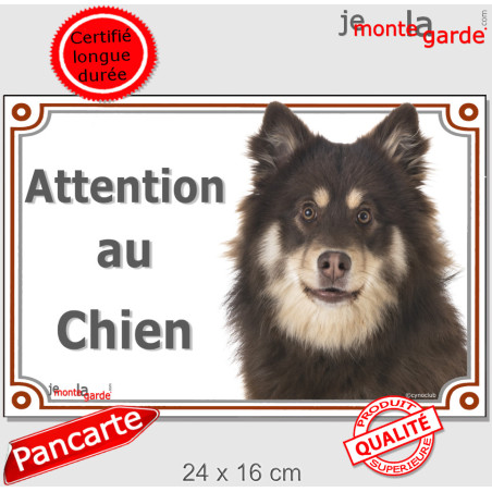Chien Finnois de Laponie, plaque portail "Attention au Chien" 24 cm LUX Chien Finnois de Laponie, plaque portail "Attention au Chien" 24 cm LUX