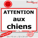 Plaque Portail "Attention auX ChienS" pluriel Liseré Rouge 2 tailles ECO C