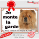 Chow-Chow fauve orange Tête, plaque portail extérieure "Je Monte la Garde, risques et périls" pancarte photo attention au chien
