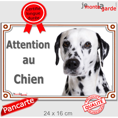 Dalmatien, plaque portail photo "Attention au Chien" 24 cm LUX
