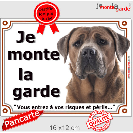 Cane Corso fauve, plaque portail "Je Monte la Garde" 2 tailles LUX D