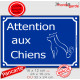 "Attention auX ChienS" Plaque de rue bleue portail pluriel extérieur panneau affiche pancarte plusieurs chiens