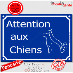 "Attention auX ChienS" Plaque de rue bleue portail pluriel extérieur panneau affiche pancarte plusieurs chiens