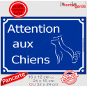Plaque bleue extérieure pluriel "Attention auX ChienS" au pluriel 3 tailles D