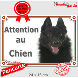 Schipperke noir, plaque portail photo "Attention au Chien" résiste pluie soleil gel, idée cadeau, 3 Taille D