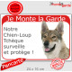 Chien-Loup Tchèque, plaque portail rouge "Je Monte la Garde, surveille et protège" pancarte photo visible panneau voyant fluo