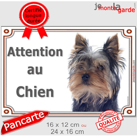 Yorkshire Terrier, plaque portail photo "Attention au Chien" résiste pluie soleil gel, idée cadeau, 3 tailles D