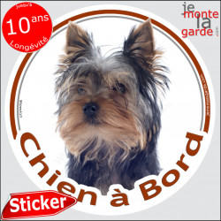 Yorkshire Terrier, disque voiture extérieure "Chien à Bord" 14 cm