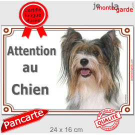 Yorkshire Terrier Biewer tête plaque portail "Attention au Chien" photo race York, résiste pluie soleil gel, idée cadeau