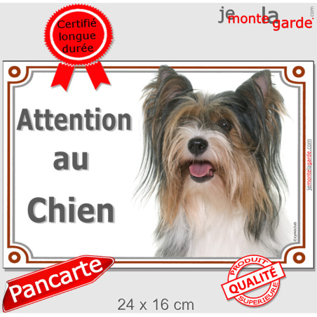 Yorkshire Terrier Biewer tête plaque portail "Attention au Chien" photo race York, résiste pluie soleil gel, idée cadeau