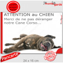 Plaque "Attention au Chien, Merci de ne pas déranger notre Cane Corso" 24 cm NPD