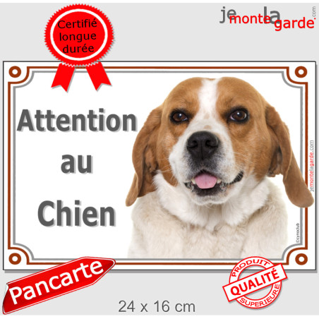 Beagle Fauve et blanc, plaque portail photo "Attention au Chien" résiste à l'extérieur, idée cadeau, 3 tailles D