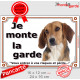 Beagle Harrier Tête, Plaque portail "Je Monte la Garde, risques périls" panneau affiche pancarte photo attention au chien