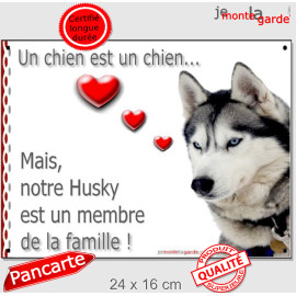 Husky Gris Tête, Plaque Portail un chien est membre de la famille panneau pancarte affiche coeur photo