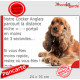 Cocker Anglais Golden roux spaniel couché, plaque humour "Distance Niche - Portail en moins de 3 secondes" pancarte drôle photo