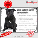 Staffie noir, plaque photo "Les 8 Souhaits Secrets" 24 cm CDT