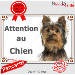 Yorkshire Terrier, plaque portail extérieur "Attention au Chien" 24 cm LUXE C