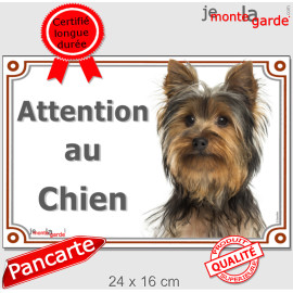 Yorkshire Terrier Tête, plaque portail extérieur "Attention au Chien" photo York, résiste pluie soleil gel, idée cadeau