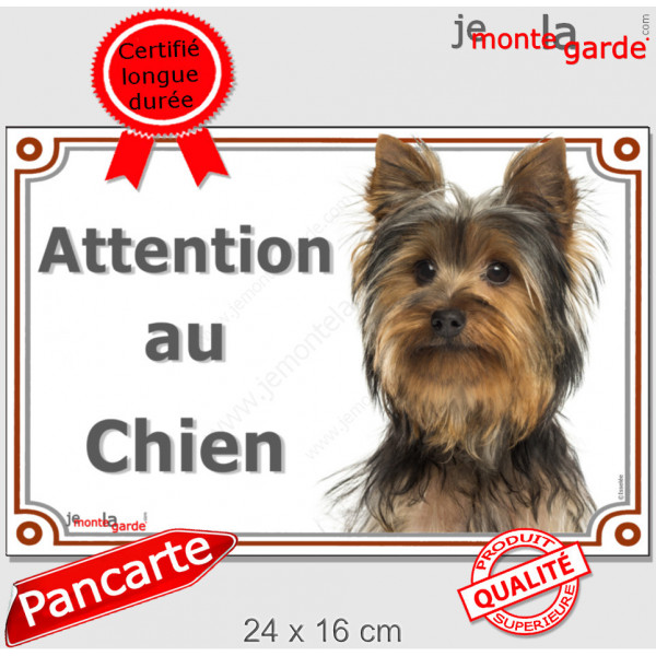 Yorkshire Terrier Tête, plaque portail extérieur "Attention au Chien" panneau affiche pancarte photo York