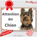 Yorkshire Terrier, plaque portail extérieur "Attention au Chien" 24 cm LUXE C