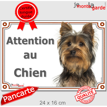 Yorkshire Terrier Tête, plaque portail extérieur "Attention au Chien" photo York, résiste pluie soleil gel, idée cadeau