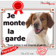 Epagneul Breton blanc et orange Tête, plaque portail extérieur "Je Monte la Garde, risques et périls" pancarte panneau photo