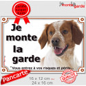 Epagneul Breton orange, plaque extérieure "Je Monte la Garde, risques périls" 2 tailles LUX D