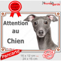 Lévrier Italien gris bleu, plaque extérieure "Attention au Chien" 2 tailles LUX D