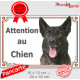 Berger Hollandais bringé à poils courts, plaque portail "Attention au Chien" pancarte panneau photo