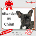 Bouledogue Français noir bringé, plaque portail "Attention au Chien" 2 tailles LUX D