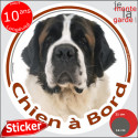 Saint-Bernard, sticker rond voiture "Chien à Bord" 2 tailles D