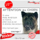 Akita Américain, Sticker humour "Attention au Chien, montre, jetez-vous au sol et attendez secours" autocollant photo