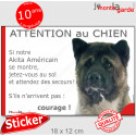 Akita Américain, sticker humour"Jetez Vous au Sol, Attention au Chien" 18 cm JET