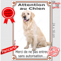 Golden Retriever, plaque verticale "Attention au Chien, pas sans autorisation" 24 cm VL