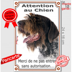 Griffon Korthals Tête, plaque extérieure portail verticale "Attention au Chien, interdit sans autorisation" pancarte photo
