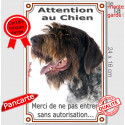 Griffon Korthals, plaque verticale "Attention au Chien, pas sans autorisation" 24 cm VL