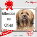 Lhassa Apso fauve, plaque portail extérieur "Attention au Chien" 24 cm LUX