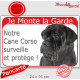 Cane Corso tout noir, plaque portail rouge " Je Monte la Garde, surveille et protège" pancarte attention au chien panneau photo