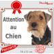 Welsh Terrier tête, plaque portail extérieur "Attention au Chien" pancarte panneau photo race