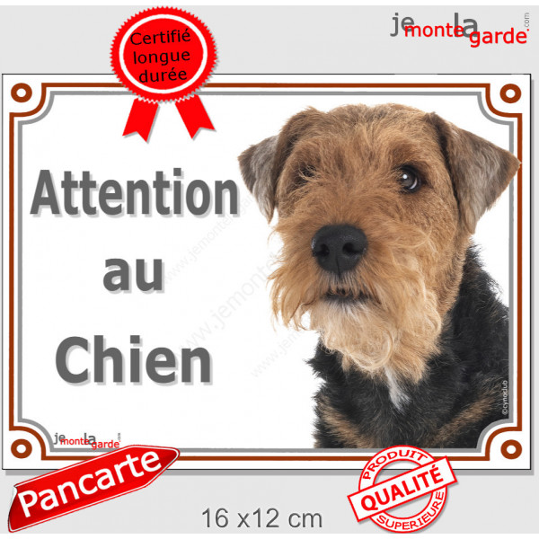 Welsh Terrier tête, plaque portail extérieur "Attention au Chien" pancarte panneau photo race