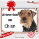 Welsh Terrier tête, plaque portail extérieur "Attention au Chien" pancarte panneau photo race