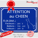 Plaque extérieure humour "Attention au Chien, Nombre de Facteurs, Voleurs, Ballons..." 2 tailles D