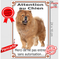 Chow-Chow Fauve, Pancarte Portail Verticale "Attention au Chien, pas sans autorisation" panneau photo